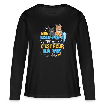 Mon Beau-Papa Et Moi | Beau-Père Beau-Fille - T-shirt manches longues Premium bio Femme - noir - Devant - Julia (174cm)