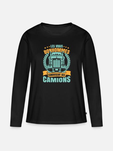 Camion Humour Chauffeur Poids Lourd - T-shirt manches longues Premium bio Femme - noir