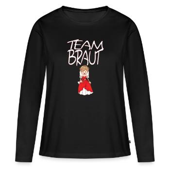 Team Braut mit lustiger Braut in rotem Brautkleid - Frauen Premium Bio Langarmshirt - Schwarz - Vorne - Julia (174cm)