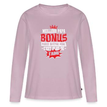 Meilleur Papa Bonus - T-shirt manches longues Premium bio Femme - rose poudré - Devant - Julia (174cm)