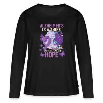 Alzheimer ist ein Dieb - Frauen Premium Bio Langarmshirt - Schwarz - Vorne - Julia (174cm)