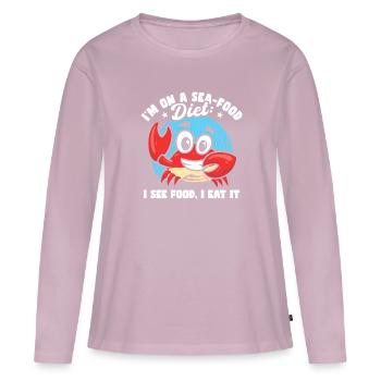 Ich bin auf einer Meeresfrüchte-Diät lustige Papa-Witze-Kreuzfahrt - Frauen Premium Bio Langarmshirt - Altrosa - Vorne - Julia (174cm)