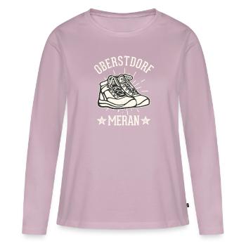 Alpenüberquerung Oberstdorf Meran E5 Fernwanderweg - Frauen Premium Bio Langarmshirt - Altrosa - Vorne - Julia (174cm)