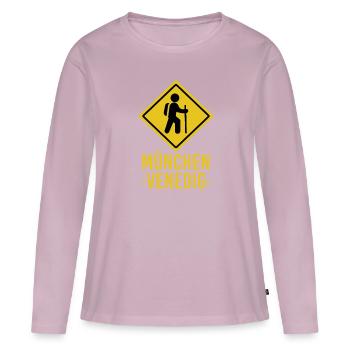 Alpenüberquerung München Venedig Fernwanderweg - Frauen Premium Bio Langarmshirt - Altrosa - Vorne - Julia (174cm)