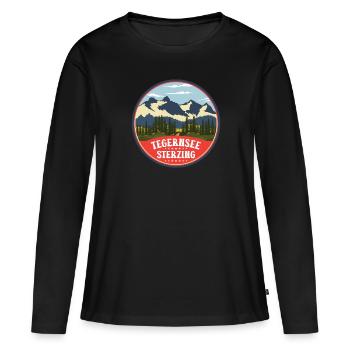 Alpenüberquerung Tegernsee Sterzing - Frauen Premium Bio Langarmshirt - Schwarz - Vorne - Julia (174cm)