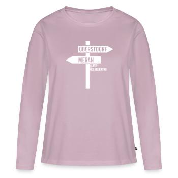 Alpenüberquerung Oberstdorf Meran E5 Fernwanderweg - Frauen Premium Bio Langarmshirt - Altrosa - Vorne - Julia (174cm)