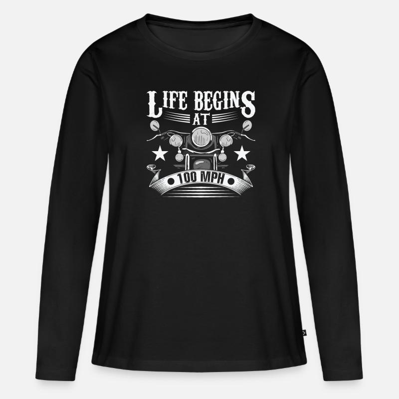 Das Leben beginnt bei 100 Meilen pro Stunde - Frauen Premium Bio Langarmshirt - Schwarz