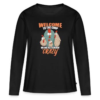 Willkommen im Coop - Frauen Premium Bio Langarmshirt - Schwarz - Vorne - Julia (174cm)