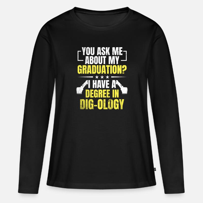 Retro Bagger Spruch Baggerfahrer Baustelle - Frauen Premium Bio Langarmshirt - Schwarz