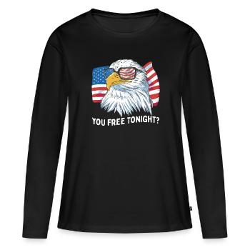 Du bist heute Abend frei Weißkopfseeadler Amerika - Frauen Premium Bio Langarmshirt - Schwarz - Vorne - Julia (174cm)