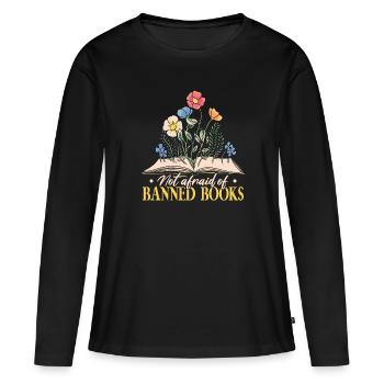 Lire des livres interdits - T-shirt manches longues Premium bio Femme - noir - Devant - Julia (174cm)