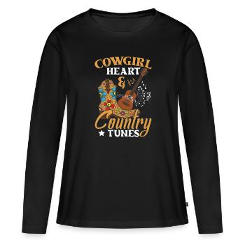 Chansons country - T-shirt manches longues Premium bio Femme - noir - Devant - Julia (174cm)