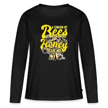 Un essaim d’abeilles Abeilles mellifères Apiculture - T-shirt manches longues Premium bio Femme - noir - Devant - Julia (174cm)