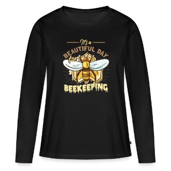 Apiculture Nid d’abeilles Ruche d’abeilles - T-shirt manches longues Premium bio Femme - noir - Devant - Julia (174cm)