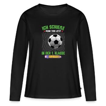Schulanfang 2023 - Frauen Premium Bio Langarmshirt - Schwarz - Vorne - Julia (174cm)