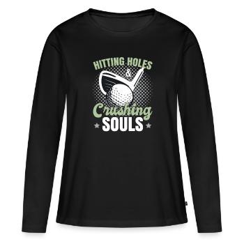 Lustiger Golfliebhaber Golf - Frauen Premium Bio Langarmshirt - Schwarz - Vorne - Julia (174cm)