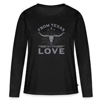 Lustiges Longhorn Lone Star State Texas - Frauen Premium Bio Langarmshirt - Schwarz - Vorne - Julia (174cm)