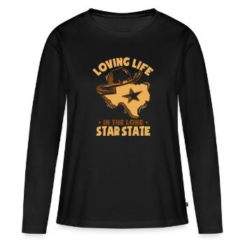 Liebevolles Leben im Lone Star State - Frauen Premium Bio Langarmshirt - Schwarz - Vorne - Julia (174cm)