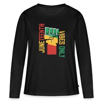 Juneteenth Vibes Only - Women's Premium Organic Long Sleeve Shirt - black - Front - Julia (174cm)