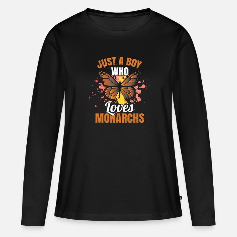 Nur ein Junge, der Monarchen liebt - Frauen Premium Bio Langarmshirt - Schwarz