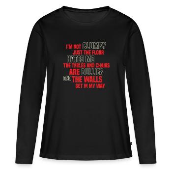 Blague maladroite - T-shirt manches longues Premium bio Femme - noir - Devant - Julia (174cm)