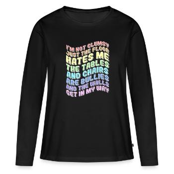 Je ne suis pas maladroit drôle - T-shirt manches longues Premium bio Femme - noir - Devant - Julia (174cm)