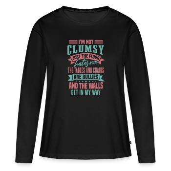 Je ne suis pas maladroit - T-shirt manches longues Premium bio Femme - noir - Devant - Julia (174cm)