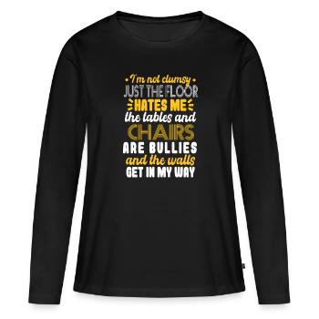 Je ne suis pas maladroit - T-shirt manches longues Premium bio Femme - noir - Devant - Julia (174cm)