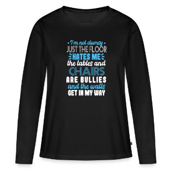 Je ne suis pas maladroit - T-shirt manches longues Premium bio Femme - noir - Devant - Julia (174cm)