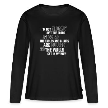 Je ne suis pas maladroit - T-shirt manches longues Premium bio Femme - noir - Devant - Julia (174cm)