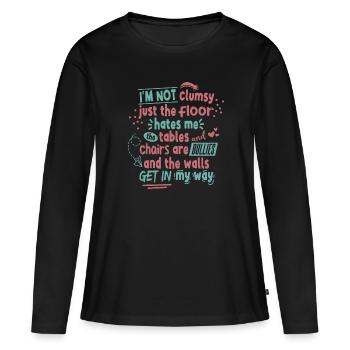 Je ne suis pas maladroit - T-shirt manches longues Premium bio Femme - noir - Devant - Julia (174cm)