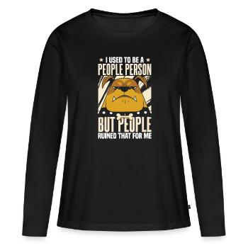 J’étais une personne introvertie - T-shirt manches longues Premium bio Femme - noir - Devant - Julia (174cm)