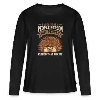 J’étais un hérisson humain - T-shirt manches longues Premium bio Femme - noir - Devant - Julia (174cm)