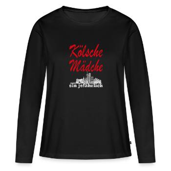 Karneval Kölsche Mädche Köln Kölsch Viva Colonia - Frauen Premium Bio Langarmshirt - Schwarz - Vorne - Julia (174cm)