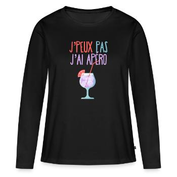 J’peux pas j’ai apéro - T-shirt manches longues Premium bio Femme - noir - Devant - Julia (174cm)