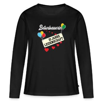 Betonbauerin 10 jähriges Jubiläum Betonbau Jubi - Frauen Premium Bio Langarmshirt - Schwarz - Vorne - Julia (174cm)