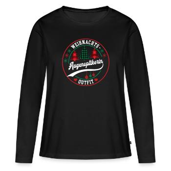 Optikerin Weihnachten Augenoptikerin Augenoptik - Frauen Premium Bio Langarmshirt - Schwarz - Vorne - Julia (174cm)