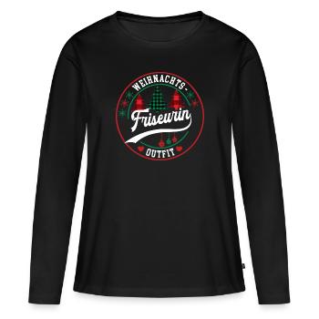 Friseurin Weihnachten Friseur XMAS Outfit Coiffeur - Frauen Premium Bio Langarmshirt - Schwarz - Vorne - Julia (174cm)
