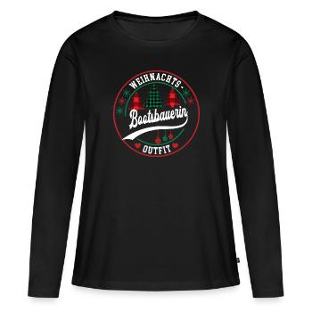 Bootsbauerin Weihnachten Bootsbau Schiffsbau XMAS - Frauen Premium Bio Langarmshirt - Schwarz - Vorne - Julia (174cm)