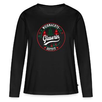 Glaserin Weihnachten Glaserei XMAS Outfit Glaser - Frauen Premium Bio Langarmshirt - Schwarz - Vorne - Julia (174cm)