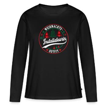 Installateurin Weihnachten Installateur Firma - Frauen Premium Bio Langarmshirt - Schwarz - Vorne - Julia (174cm)
