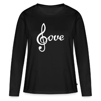 Notenschlüssel I Love Music * Notenschlüssel - Frauen Premium Bio Langarmshirt - Schwarz - Vorne - Julia (174cm)