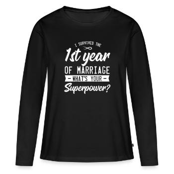 Mariage Mariage Mariage Mariage Mari Marry Gift - T-shirt manches longues Premium bio Femme - noir - Devant - Julia (174cm)