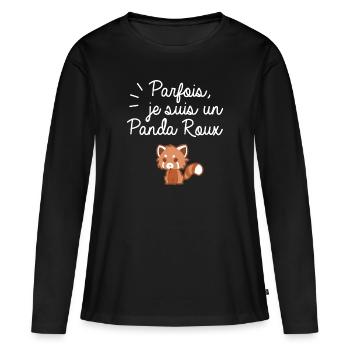 Je suis un panda roux - T-shirt manches longues Premium bio Femme - noir - Devant - Julia (174cm)
