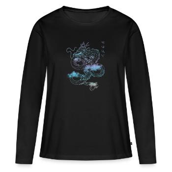Streetwear Dragon Pastel retro 90s Japnan E-Girl - T-shirt manches longues Premium bio Femme - noir - Devant - Julia (174cm)