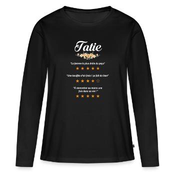 tatie citation fleurs critique film tante tantine - T-shirt manches longues Premium bio Femme - noir - Devant - Julia (174cm)