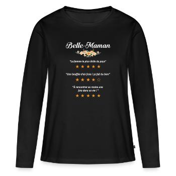 belle maman citation fleurs critique film drôle - T-shirt manches longues Premium bio Femme - noir - Devant - Julia (174cm)