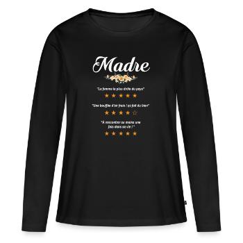 maman citation fleurs critique film drôle madre - T-shirt manches longues Premium bio Femme - noir - Devant - Julia (174cm)