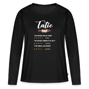 tatie citation fleurs critique film tante tantine - T-shirt manches longues Premium bio Femme - noir - Devant - Julia (174cm)
