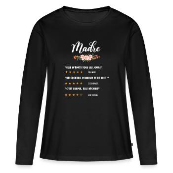 maman citation fleurs critique film drôle madre - T-shirt manches longues Premium bio Femme - noir - Devant - Julia (174cm)